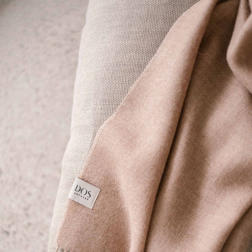 warm and soft camel 100% baby alpaca shawl from Dos Antwerp